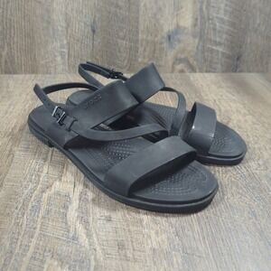 Crocs Tulum Strappy Sandals Iconic Comfort Shoes All Black Women's Size 10